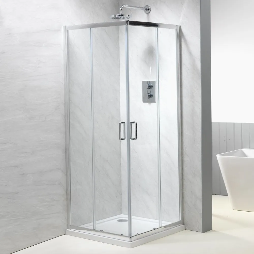 平棚 900x350x 300 Genesis 6mm Corner Entry Enclosures - Qualitex