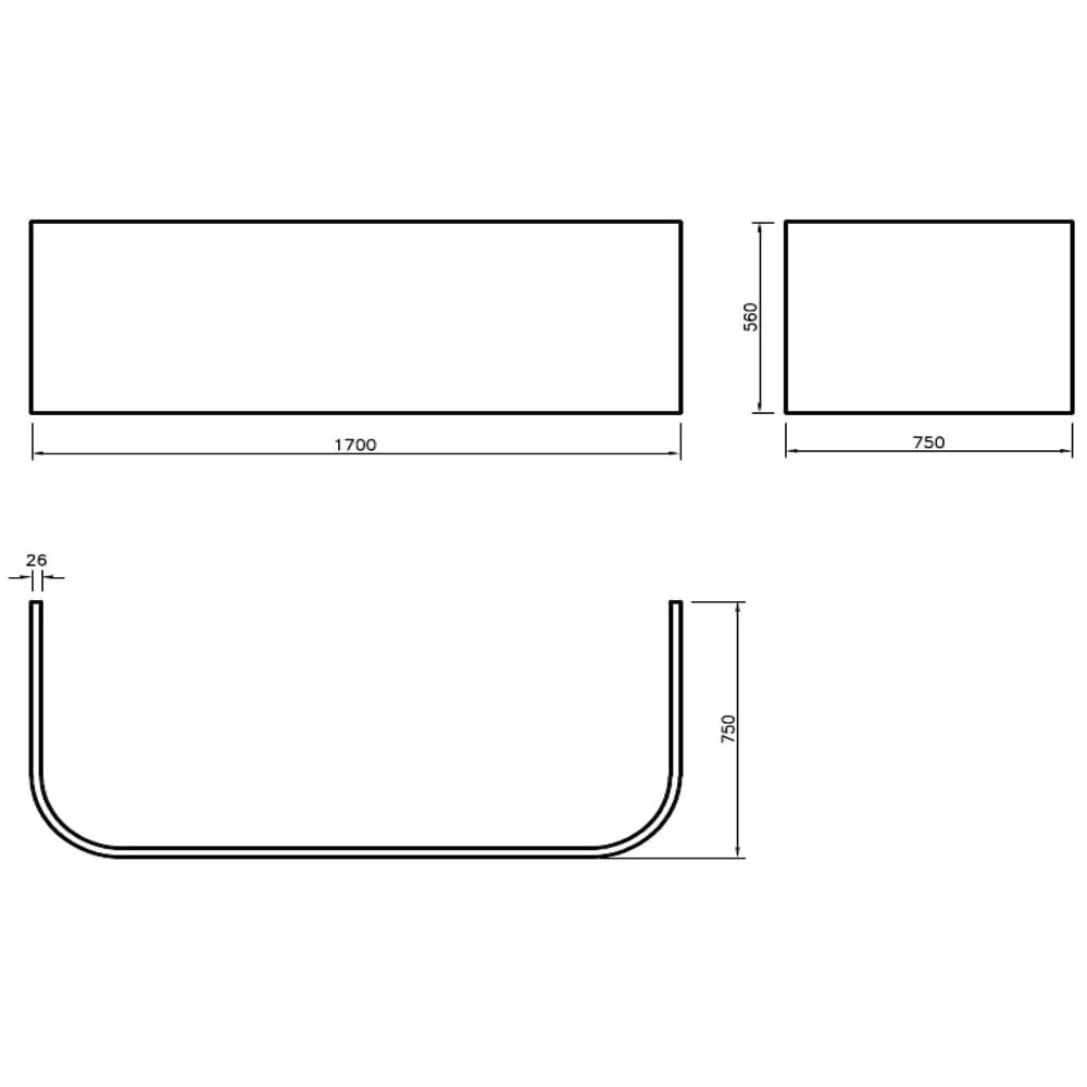 Kansas Double Ended Bath & Panel/Skirt (Standard Spec) - 1700 x 750mm - Image 4