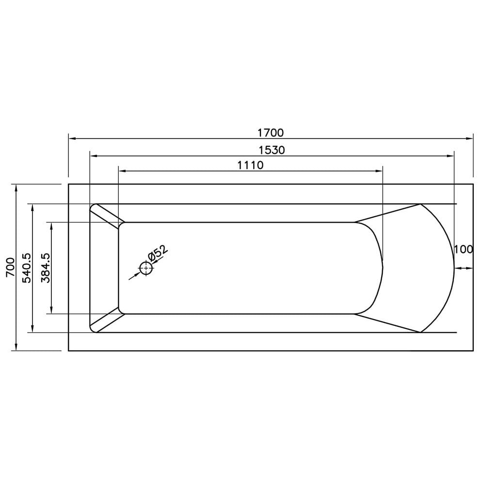 Eden Single Ended Bath (Standard Spec) - 1700 x 700mm & 1700 x 800mm - Image 3
