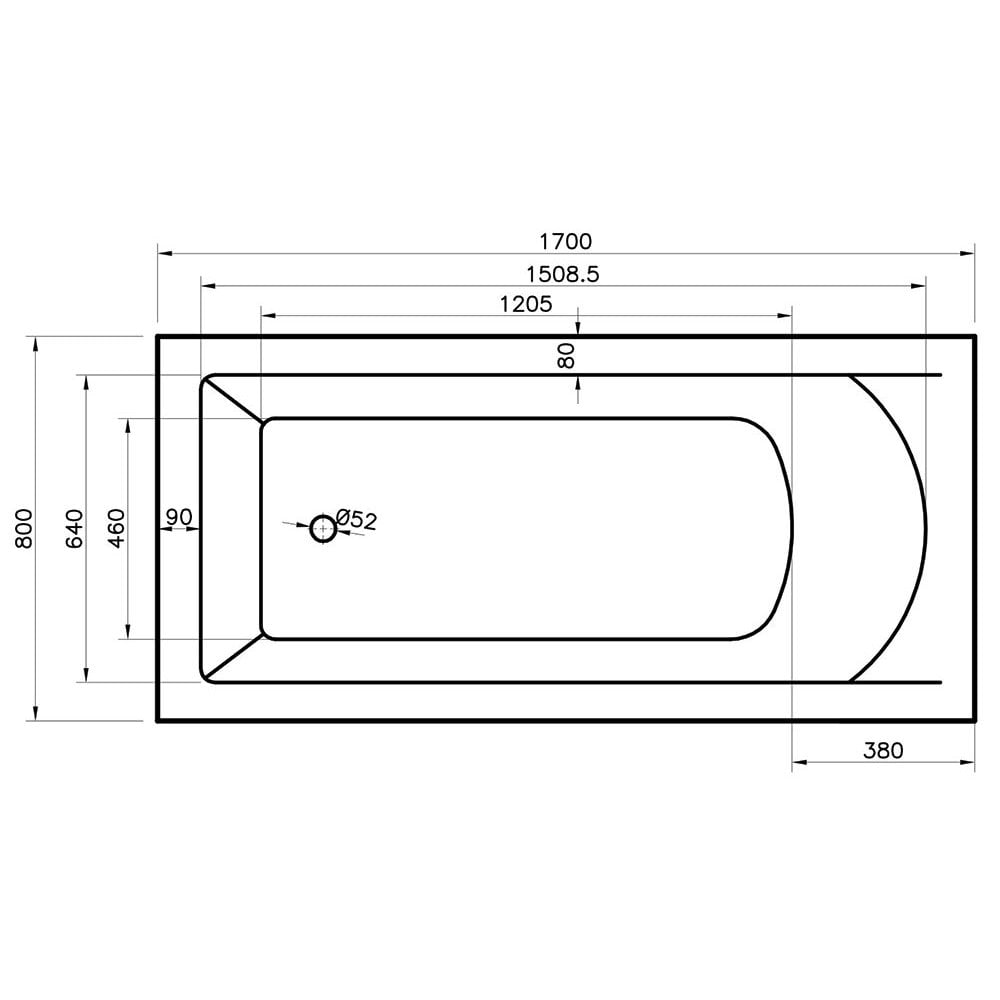 Eden Single Ended Bath (Standard Spec) - 1700 x 700mm & 1700 x 800mm - Image 4
