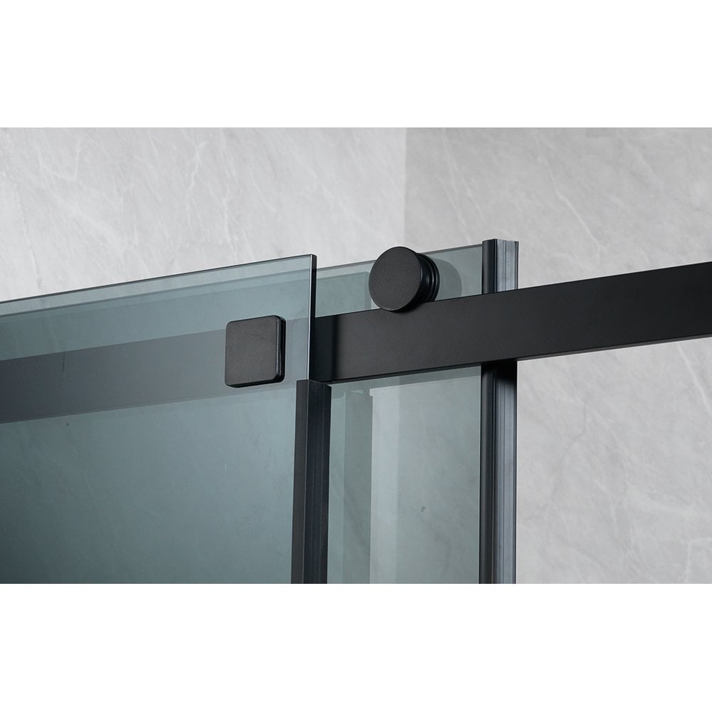 Ascent Premier 8mm Roller Sliding Door - Clear Glass/Black Frame - Image 2