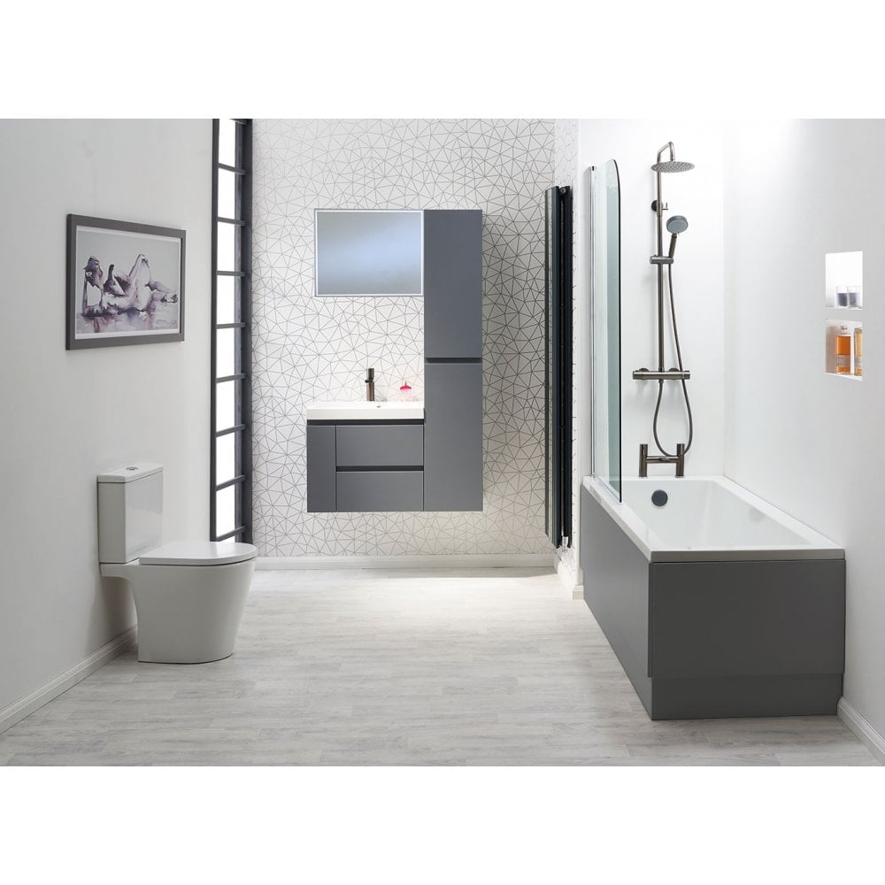 Modena 60 Wall-Hung Base Unit & Basin with Optional Column - Matt Black - Image 4