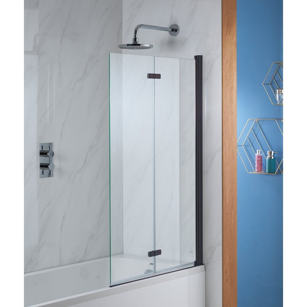 Genesis Deluxe 2-Fold Square Bath Screen - Matt Black Frame - 1500 x 920mm - Image 2