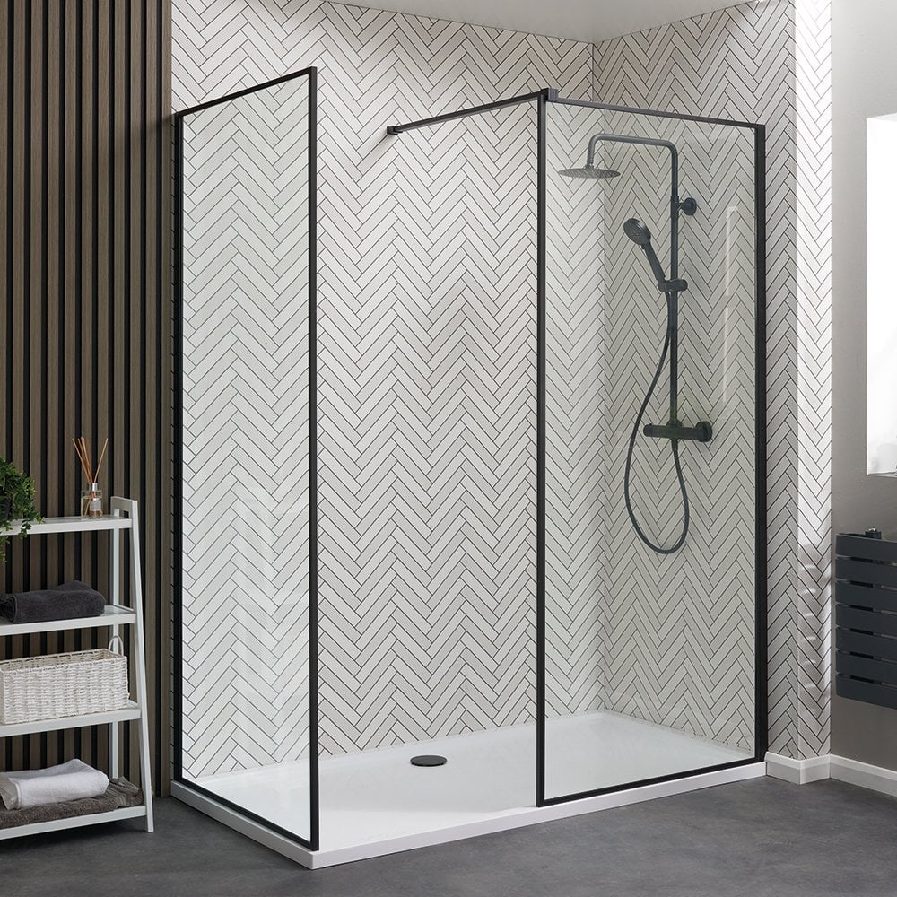 Genesis Deluxe Matt Black Framed Walk-In Panels