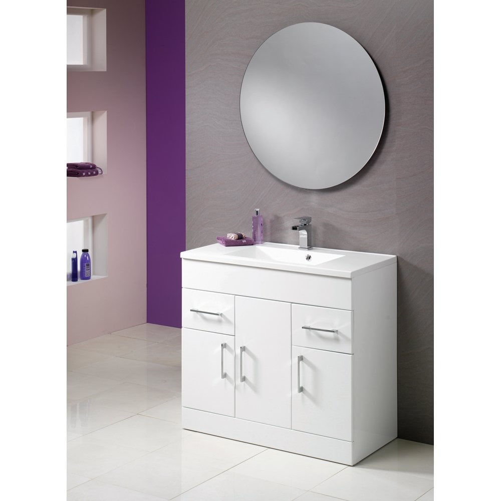 Monica 500mm - 900mm Base Units & Basin - Gloss White - Image 3