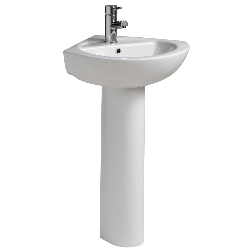 Solo 390 x 390mm Corner Basin & Pedestal