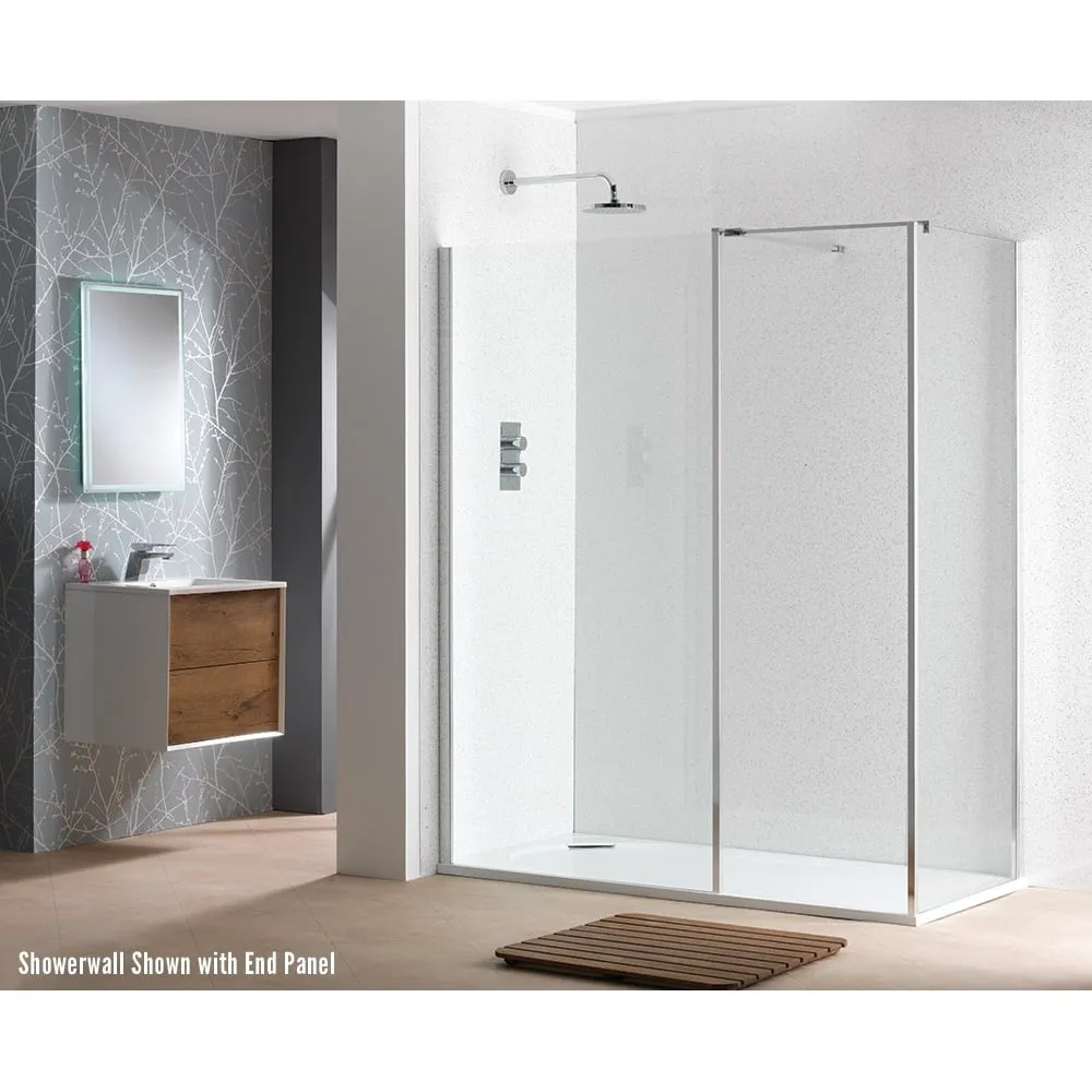 Classic Nouveau 6mm Showerwall with Polished Silver Frame & Easy-Clean Glass - Image 2