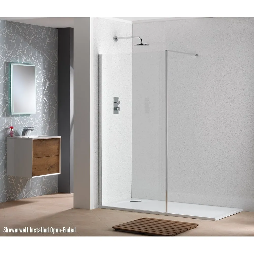 Classic Nouveau 6mm Showerwall with Polished Silver Frame & Easy-Clean Glass - Image 4