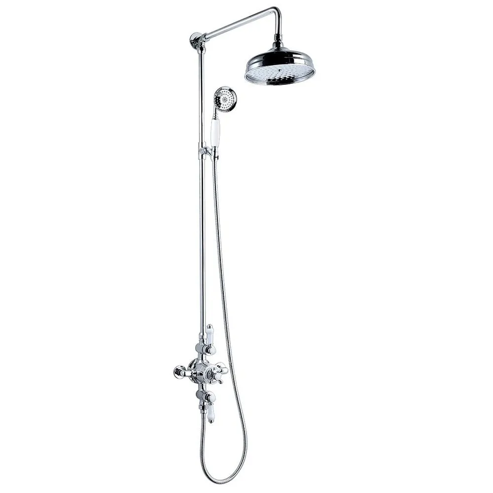 Nostalgic Thermostatic Shower Valve & Riser Rail - White