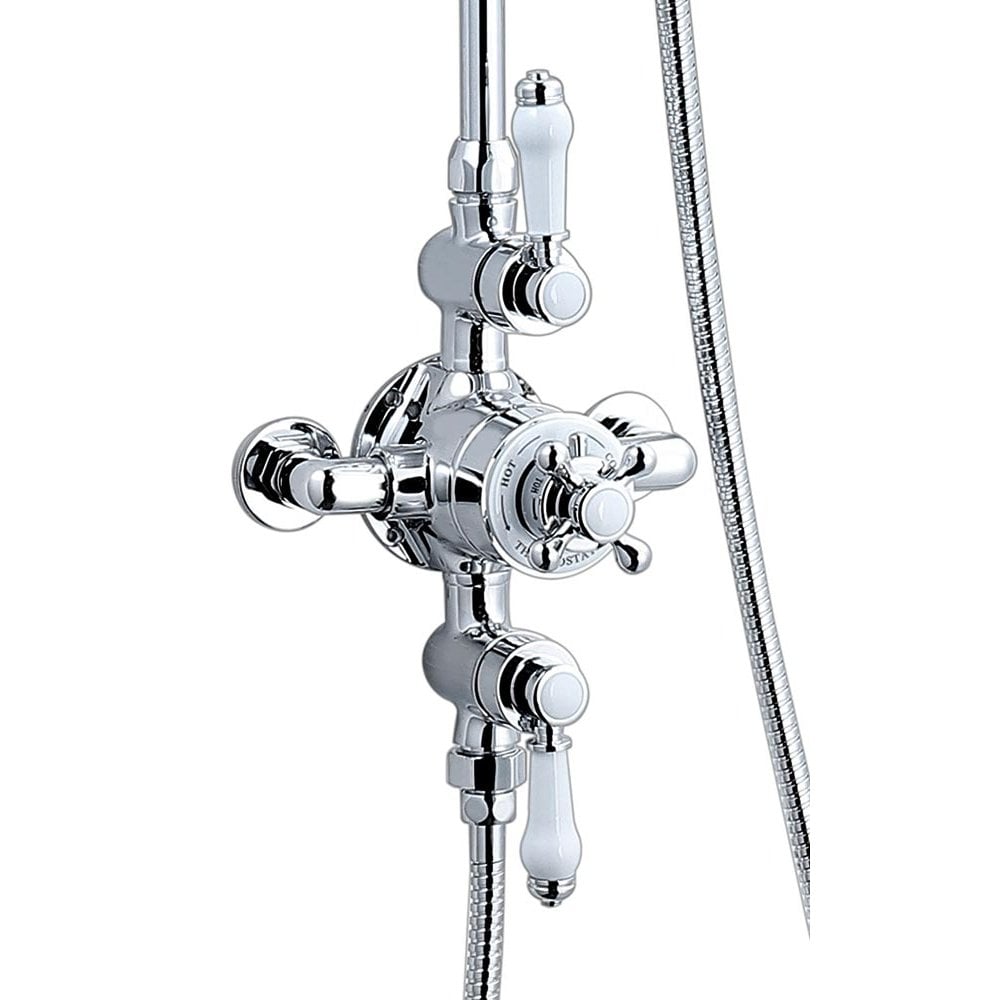 Nostalgic Thermostatic Shower Valve & Riser Rail - White - Image 2