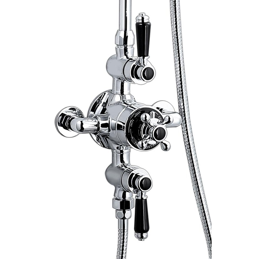 Nostalgic Thermostatic Shower Valve & Riser Rail - Black - Image 2