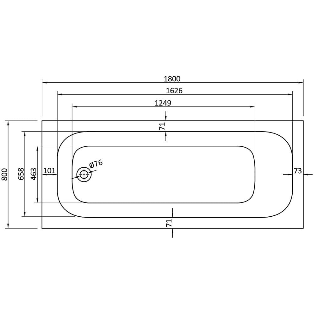 Carolina Single Ended Bath (Standard Spec) - 1400 x 700mm to 1800 x 800mm - Image 7