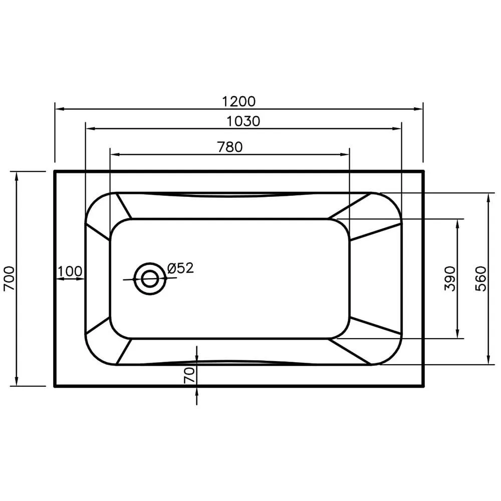 Dakota Single Ended Bath (Standard Spec) - 1200 x 700mm - Image 2
