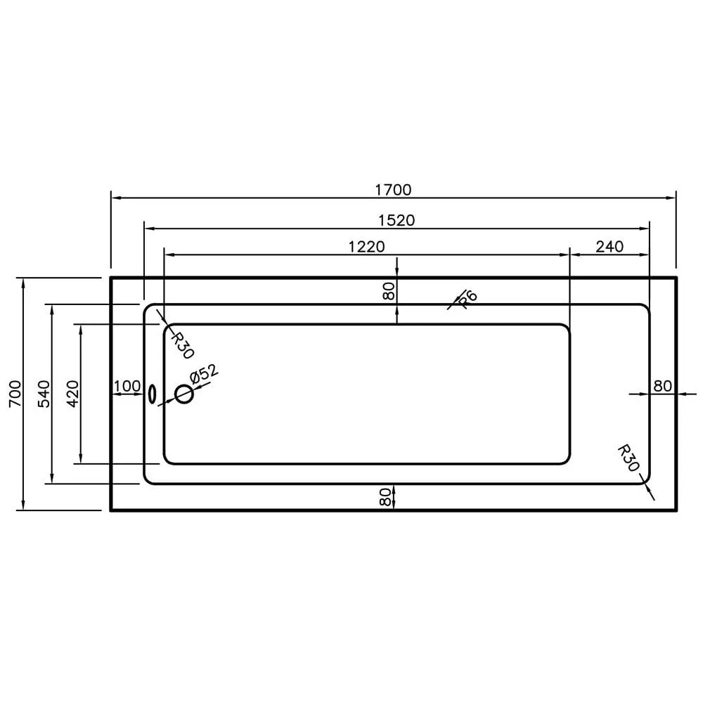 Montana Single Ended Bath (Standard or Superspec) - 1500 x 700mm to 1700 x 700mm - Image 5