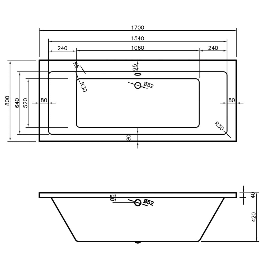 Nevada Double Ended Bath (Standard or Superspec) - 1700 x 800mm & 1800 x 800mm - Image 3