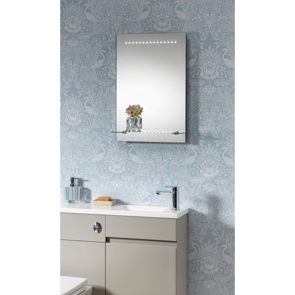 Bologna Mirror with LED Lights & Lit Shelf - 395 x 600mm - Image 2