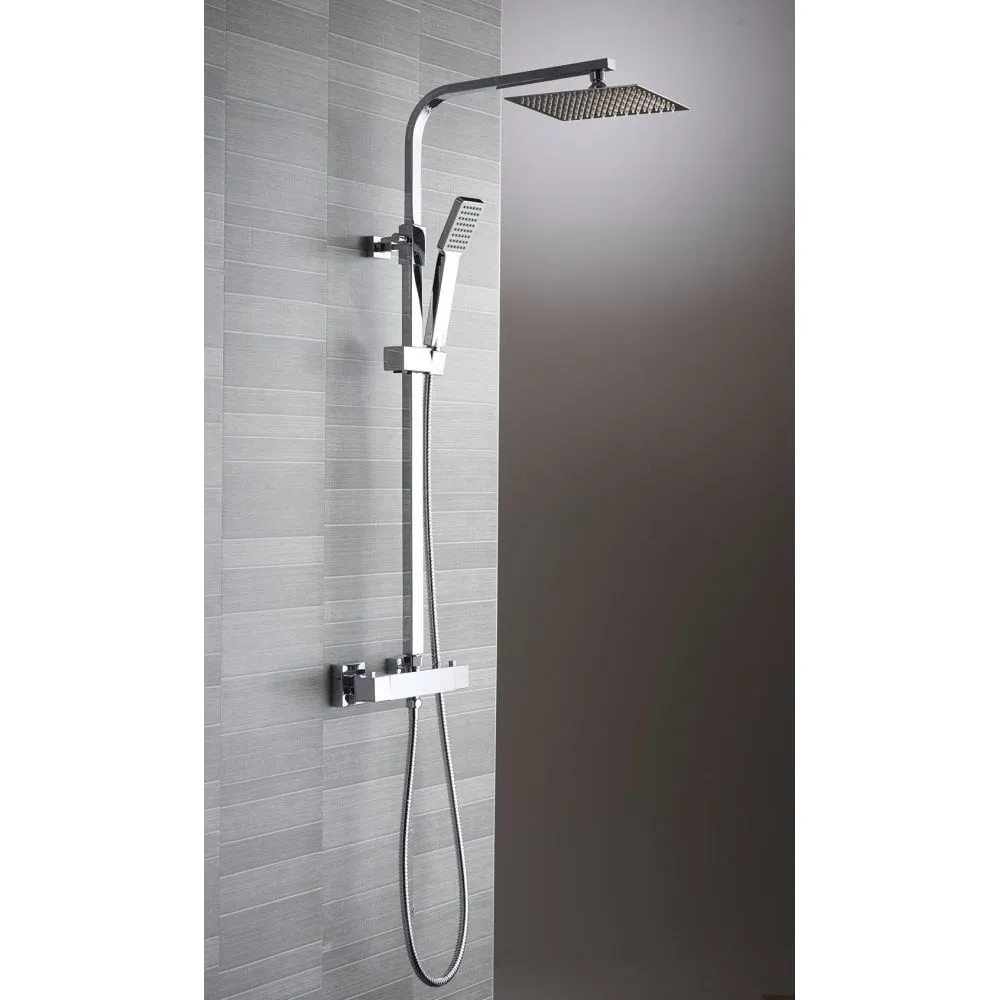 Ebony Square Thermostatic Bar Valve and Riser Kit - Image 2