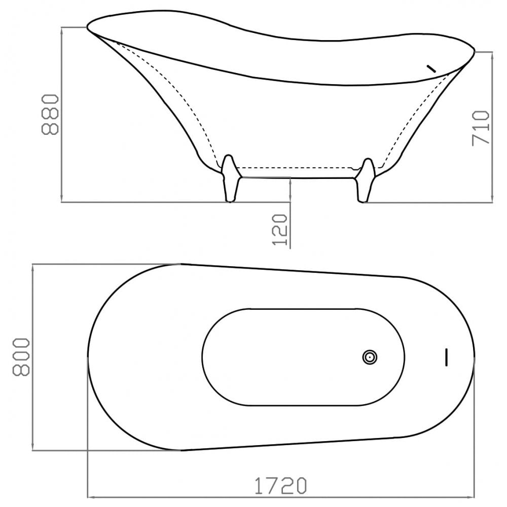 Vienna Freestanding Bath & Feet - 1720 x 800mm - Image 5