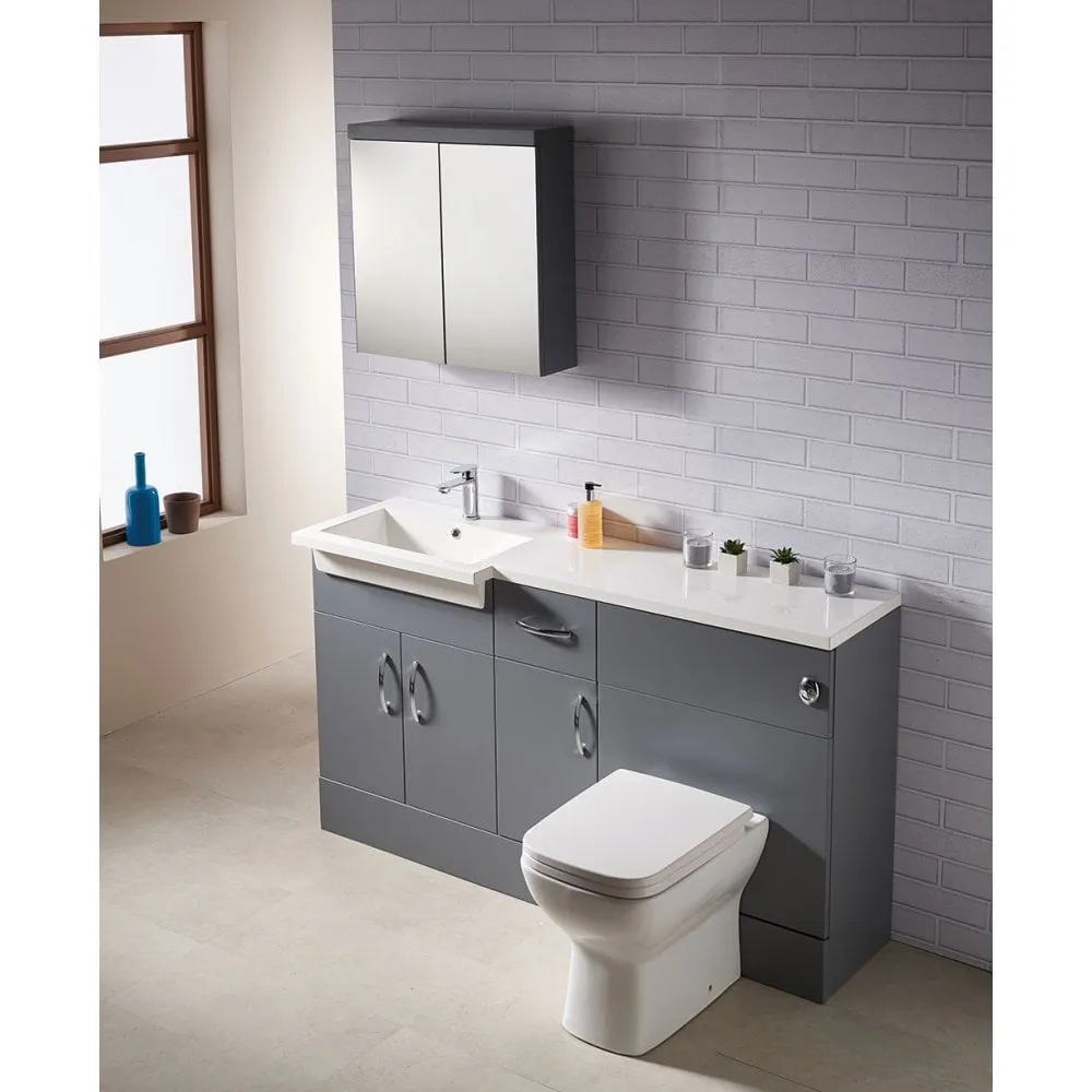 Q-Line 1500 1-Piece Square Offset Basin Combination - 350mm Depth - Image 2