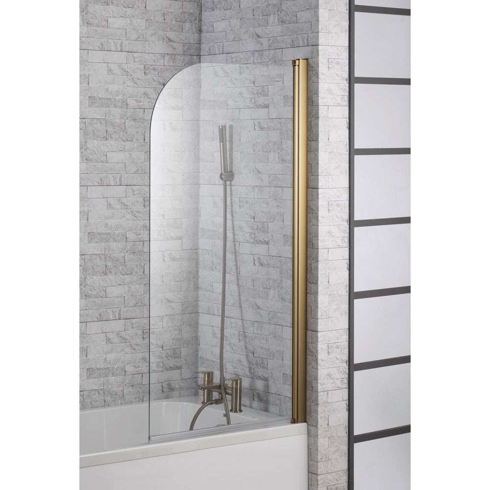 Genesis 6mm Brushed Brass Frame Curved Bath Screen - 1500 x 820mm - Image 2