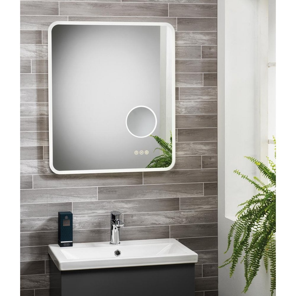 Evora Mirror with Integrated Magnifying Glass & LED Light - 600 x 700mm - Image 2