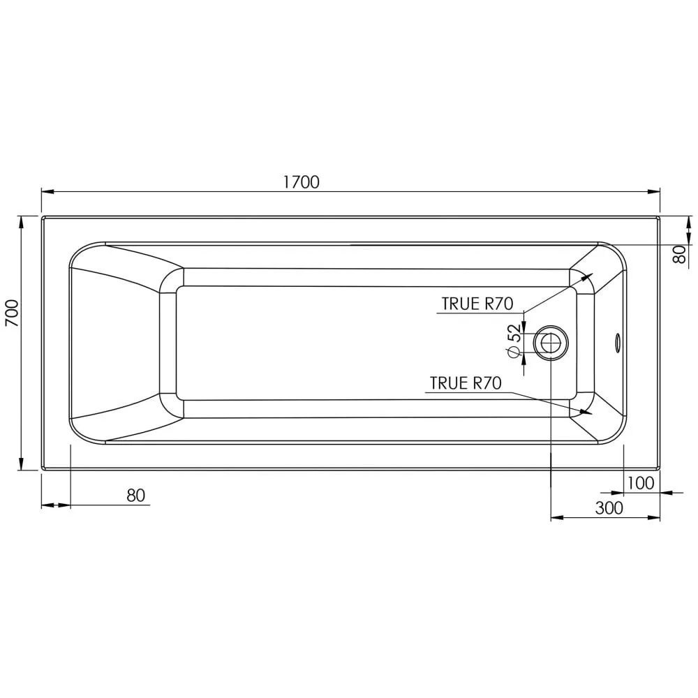 Luxor Single Ended Bath (Standard Spec) - 1700 x 700mm - Image 4