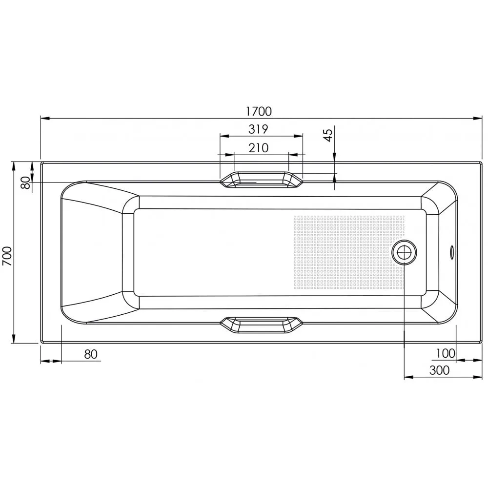 Alexandria Twin-Gripped Bath with Anti-Slip Base (Standard) - 1700 x 700mm - Image 5