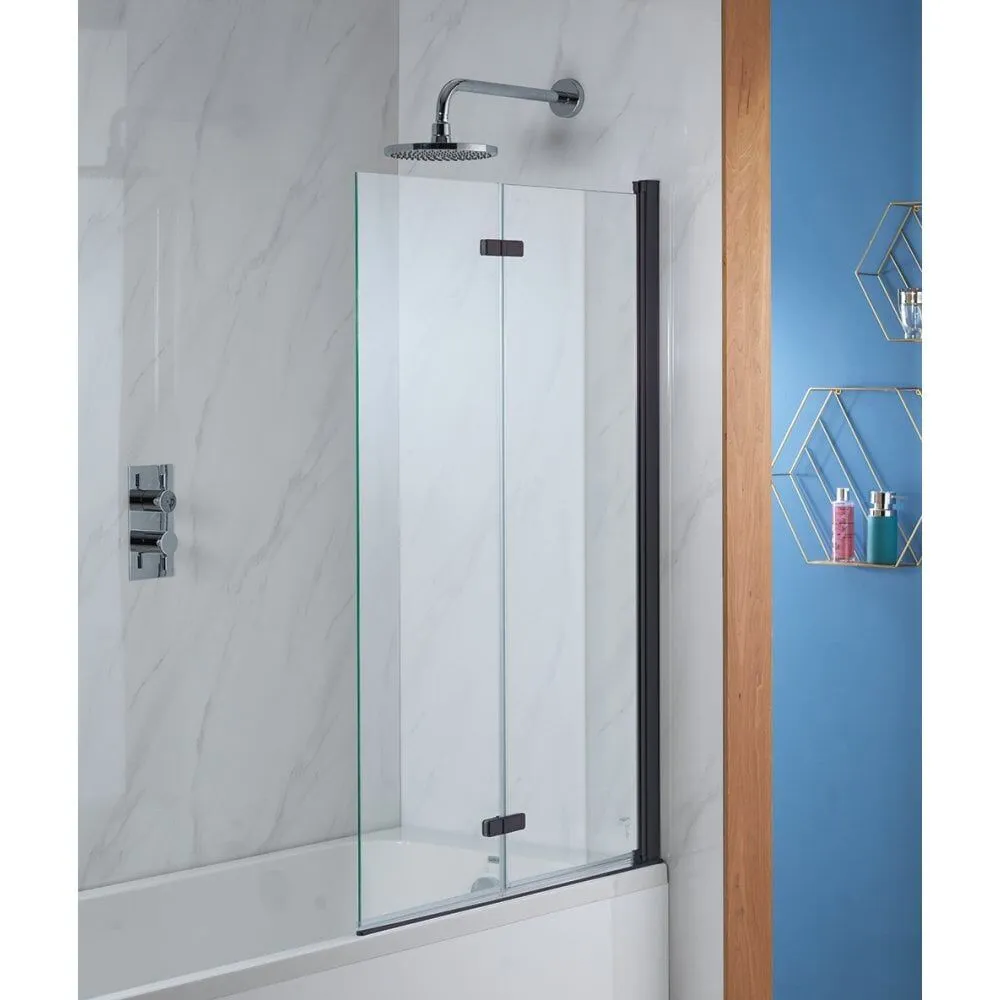 Genesis Deluxe 2-Fold Square Bath Screen - Matt Black Frame - 1500 x 920mm - Image 2