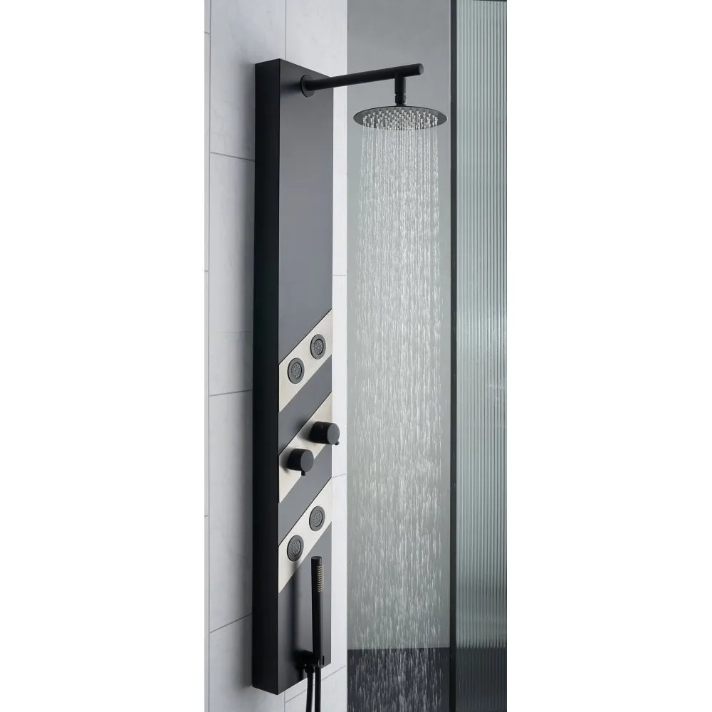 Geo Shower Column with Round Rainfall Head, Body Jets & Shower Kit - Image 2