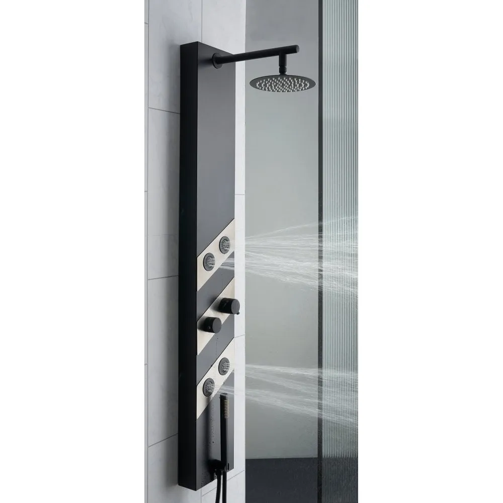 Geo Shower Column with Round Rainfall Head, Body Jets & Shower Kit - Image 3
