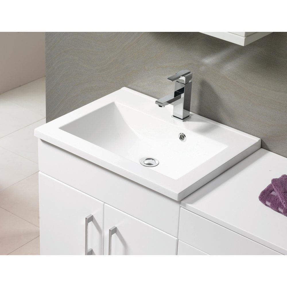 Monica 500mm - 900mm Base Units & Basin - Gloss White - Image 4