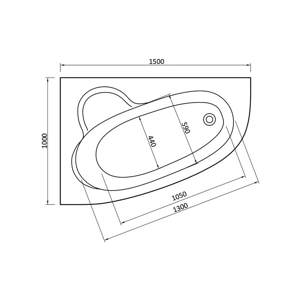 Tennessee Offset Corner Bath & Panel (Superspec) - 1500 x 1000mm - Image 4