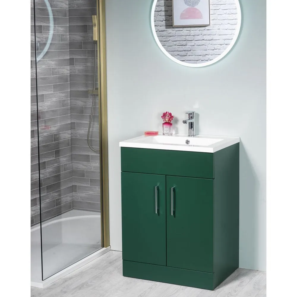 Monica 500mm & 600mm Base Unit & Basin - Forest Green - Image 2