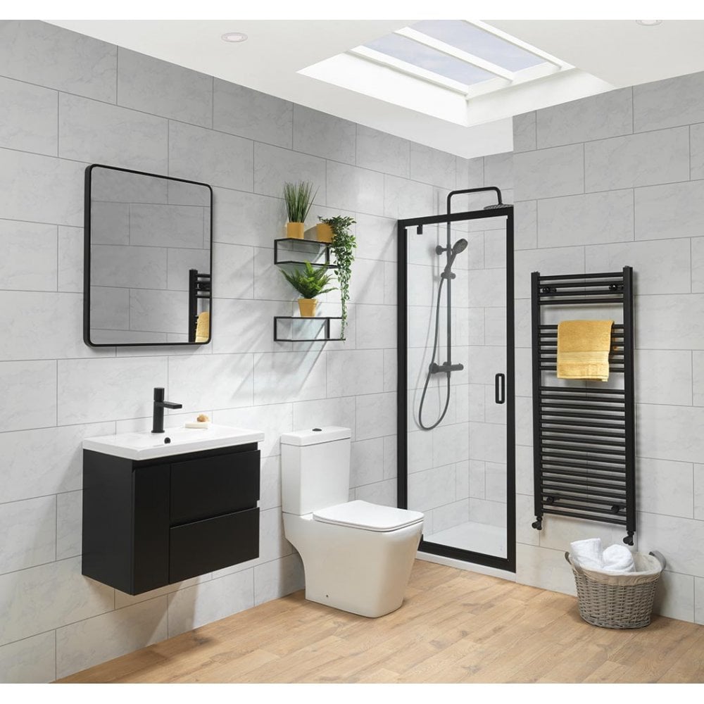 Genesis 6mm Pivot Doors - Matt Black Frame - Image 2