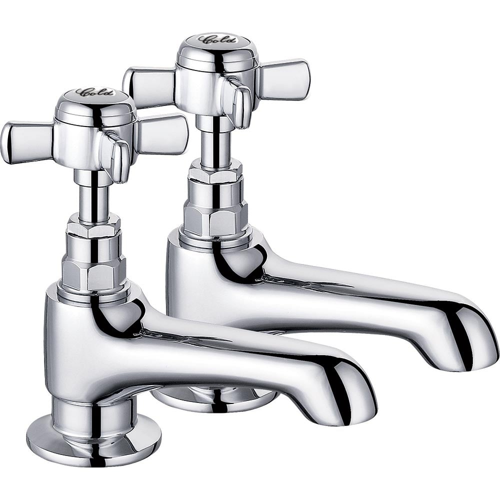 Edwardian Long Spout Basin Taps (Pair)