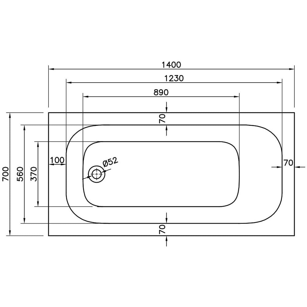 Carolina Single Ended Bath (Standard Spec) - 1400 x 700mm to 1800 x 800mm - Image 3