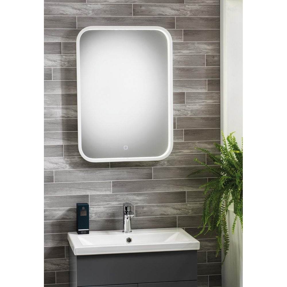 Naxos Mirror with White Frame & Integrated LED Light - 500 x 700mm - Image 2
