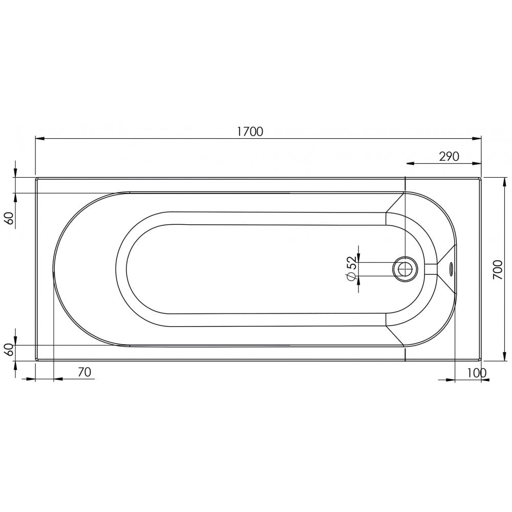 Memphis Single Ended Bath (Standard Spec) - 1700 x 700mm - Image 4