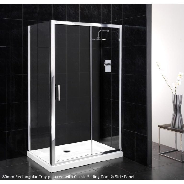 QX 80mm Universal Cast Stone Rectangular Shower Trays Qualitex