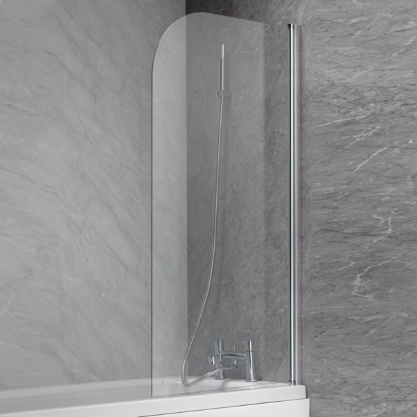 Classic Nouveau 6mm Plain Curved Bath Screen - 1300 x 700mm