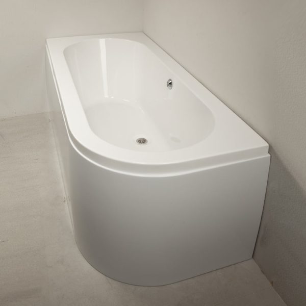 Kansas Offset Bath & Skirt with Option 1 Whirlpool - 1700 x 725mm - Image 2