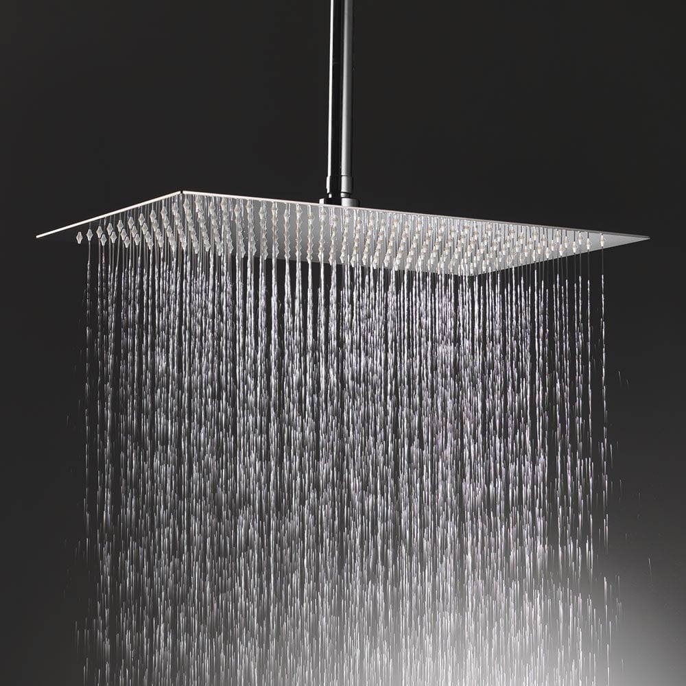 Nevada Rectangular Shower Head & Ceiling Arm - Qualitex