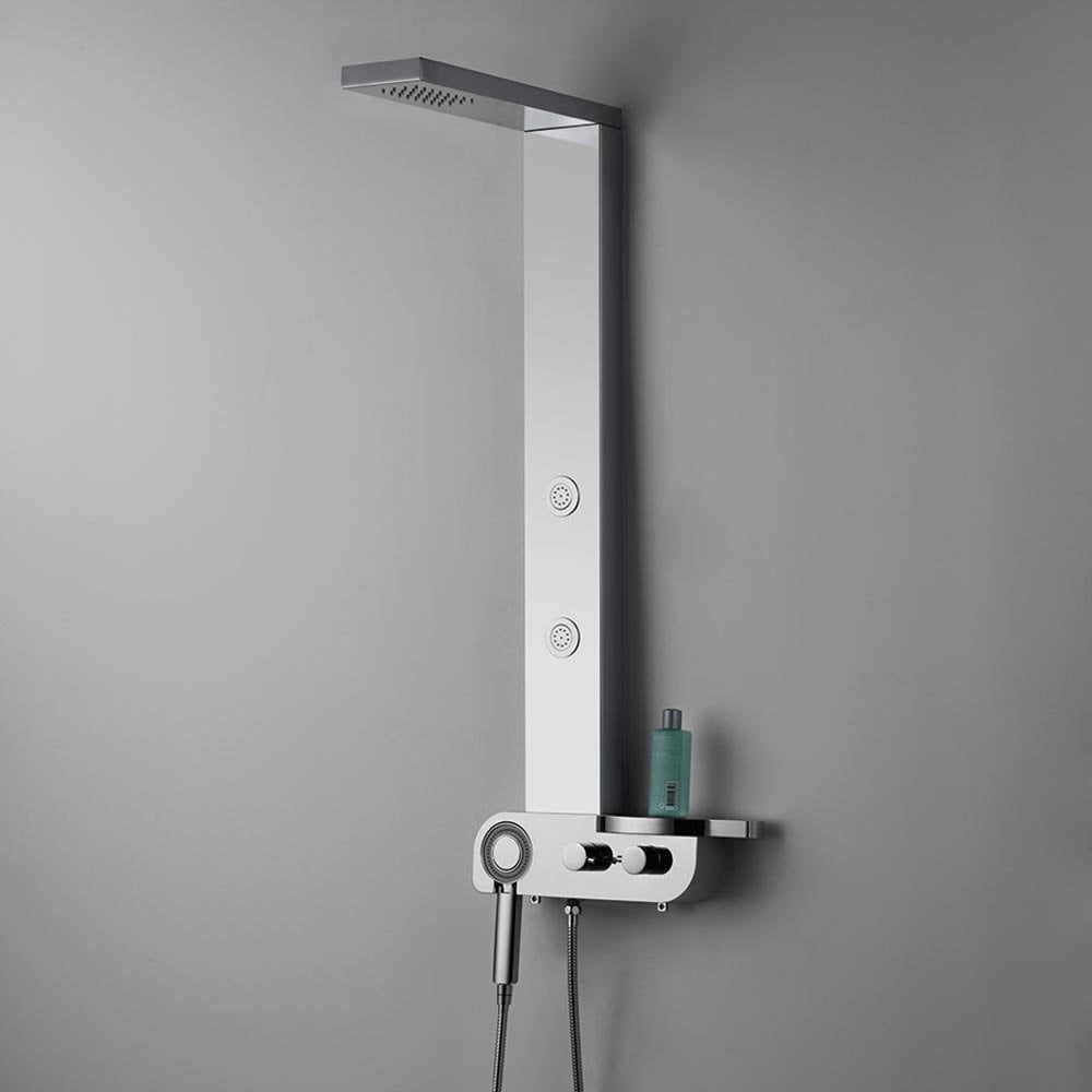 Milan Shower Column with Square Rainfall Head, Body Jets & Shower Kit