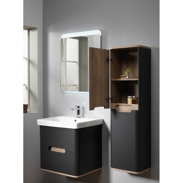 Roma 60 Wall-Hung Base Unit & Basin with Optional Column - Graphite - Image 2
