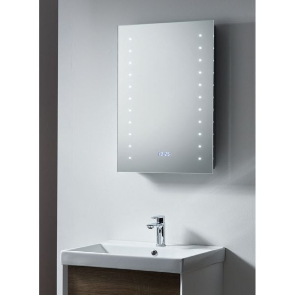 Duke Mirror with LED Lights, LED Clock, Bluetooth Function, Anti-Mist Pad & Sensor Switch - 500 x 700mm - Image 2