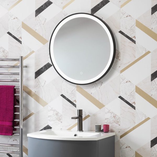 Opal Black Round Mirror - 600mm - Image 2