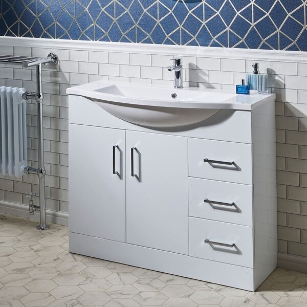 Eden 1000mm Base Unit & Curved Basin - 350mm Depth