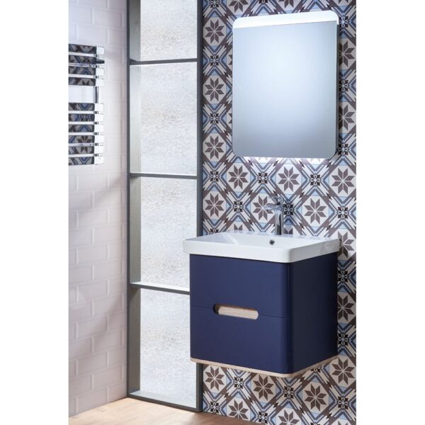 Roma 60 Wall-Hung Base Unit & Basin with Optional Column - Marine Blue - Image 2