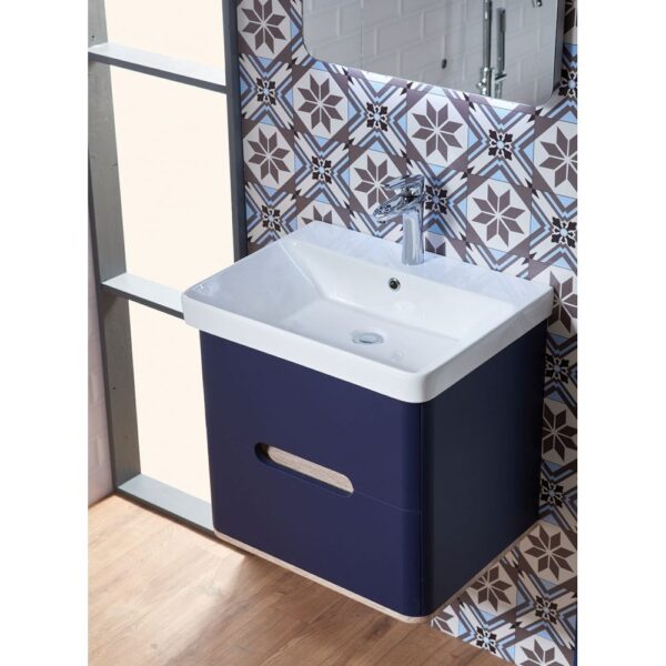 Roma 60 Wall-Hung Base Unit & Basin with Optional Column - Marine Blue - Image 4