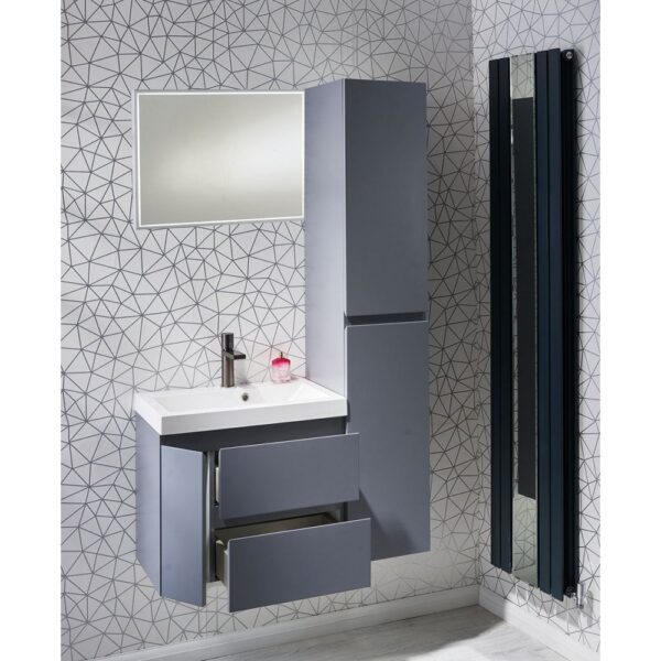 Modena 60 Wall-Hung Base Unit & Basin with Optional Column - Platinum Grey - Image 3